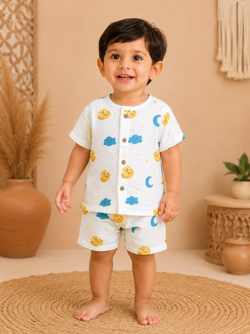 Sleeping Cat Muslin Co-ords Set