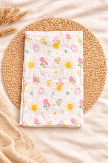 Muslin Bath Towel – Garden Print (75*75)