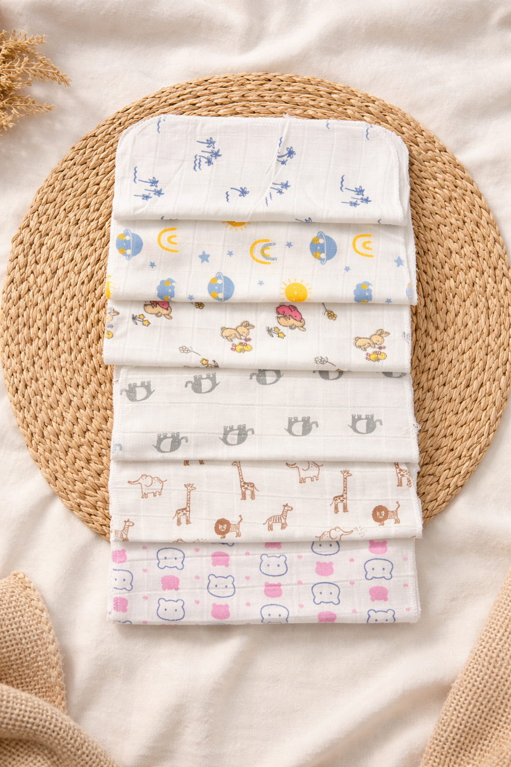 Baby Muslin Cotton Wipes – 30×30 cm (Pack of 6)
