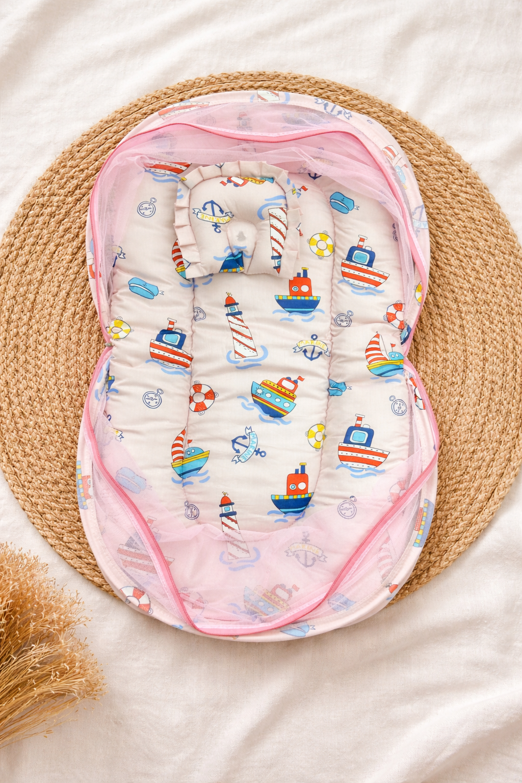 Colorful Ship Baby Net Bed (Cotton) 🦁✨