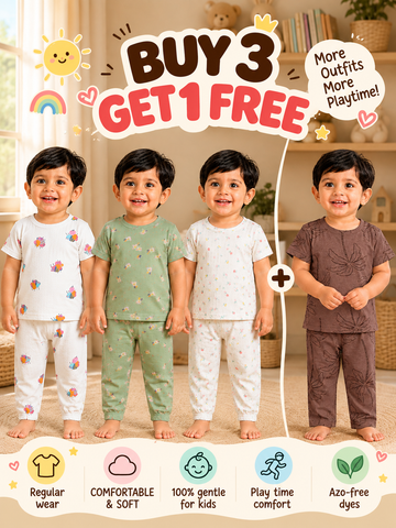 Buy 3 Get 1 Free | Colorful Kids Pant Set Combo |(1 Year to 5 Years)