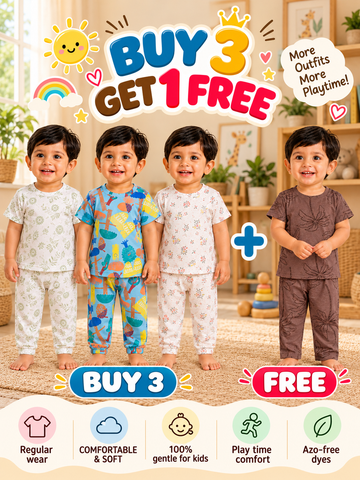 Buy 3 Get 1 Free | Colorful Kids Pant Set Combo |(1 Year to 5 Years)