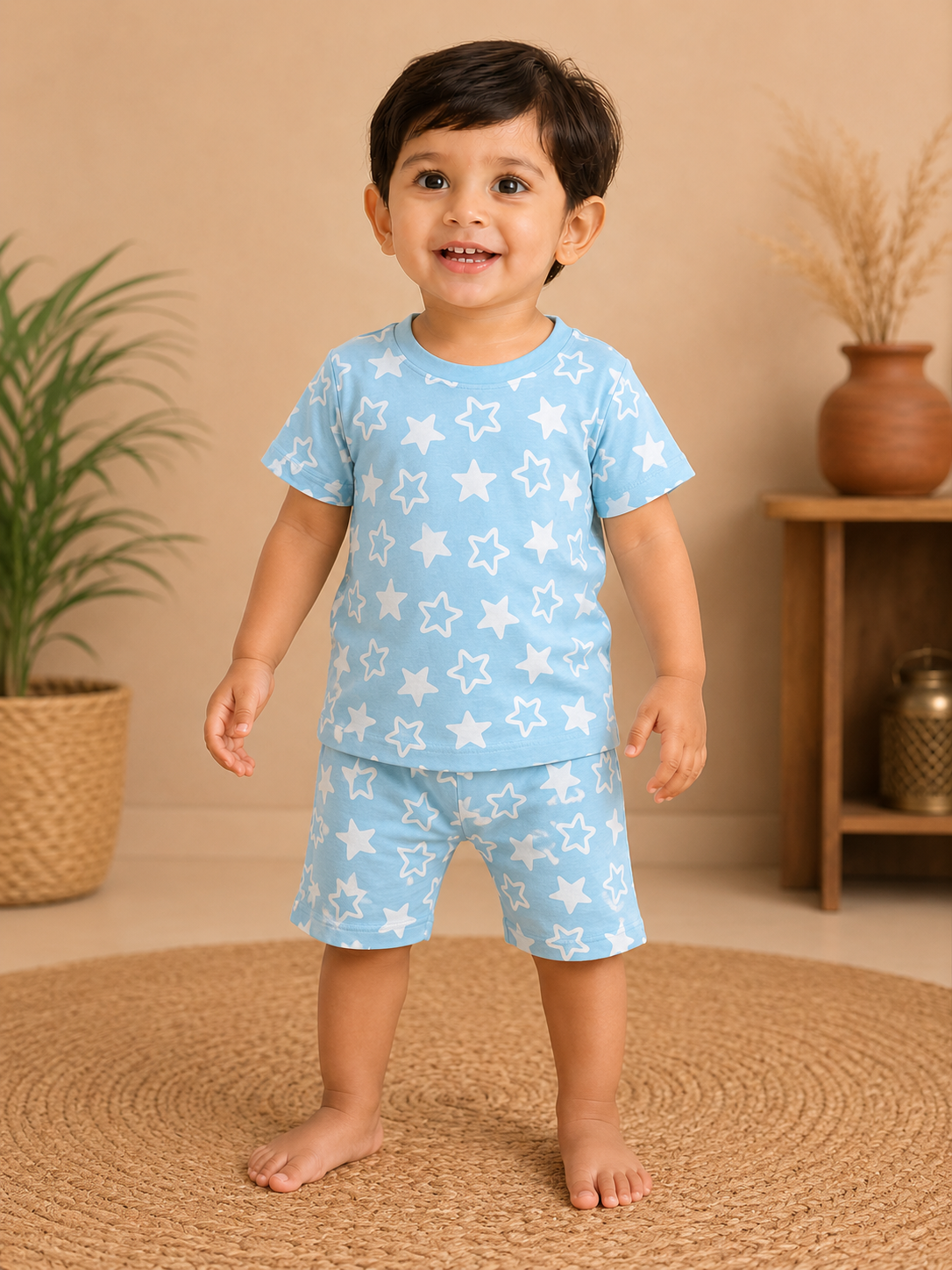 Blue Stars Interlock Shorts Sets (2 Year to 8 Years)