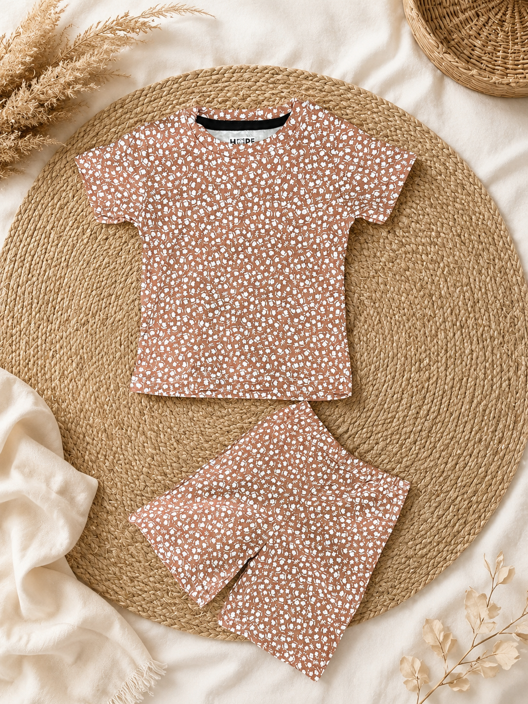 Brown Floral Shorts Sets (1 Years  to 5 Years)