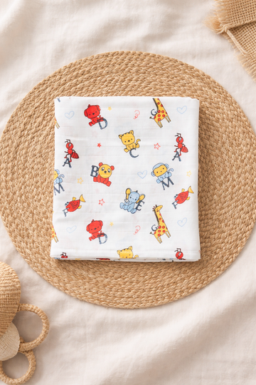 Colorful Cartoon Muslin Bath Towel (75*75)
