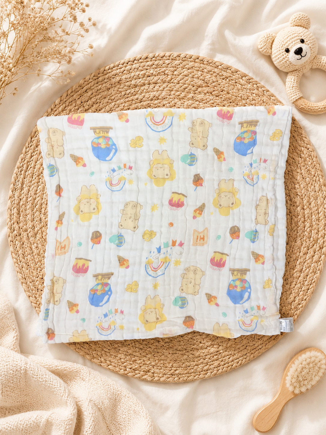 Cool Teddy 6Layer Crinckled Muslin Bath Towel