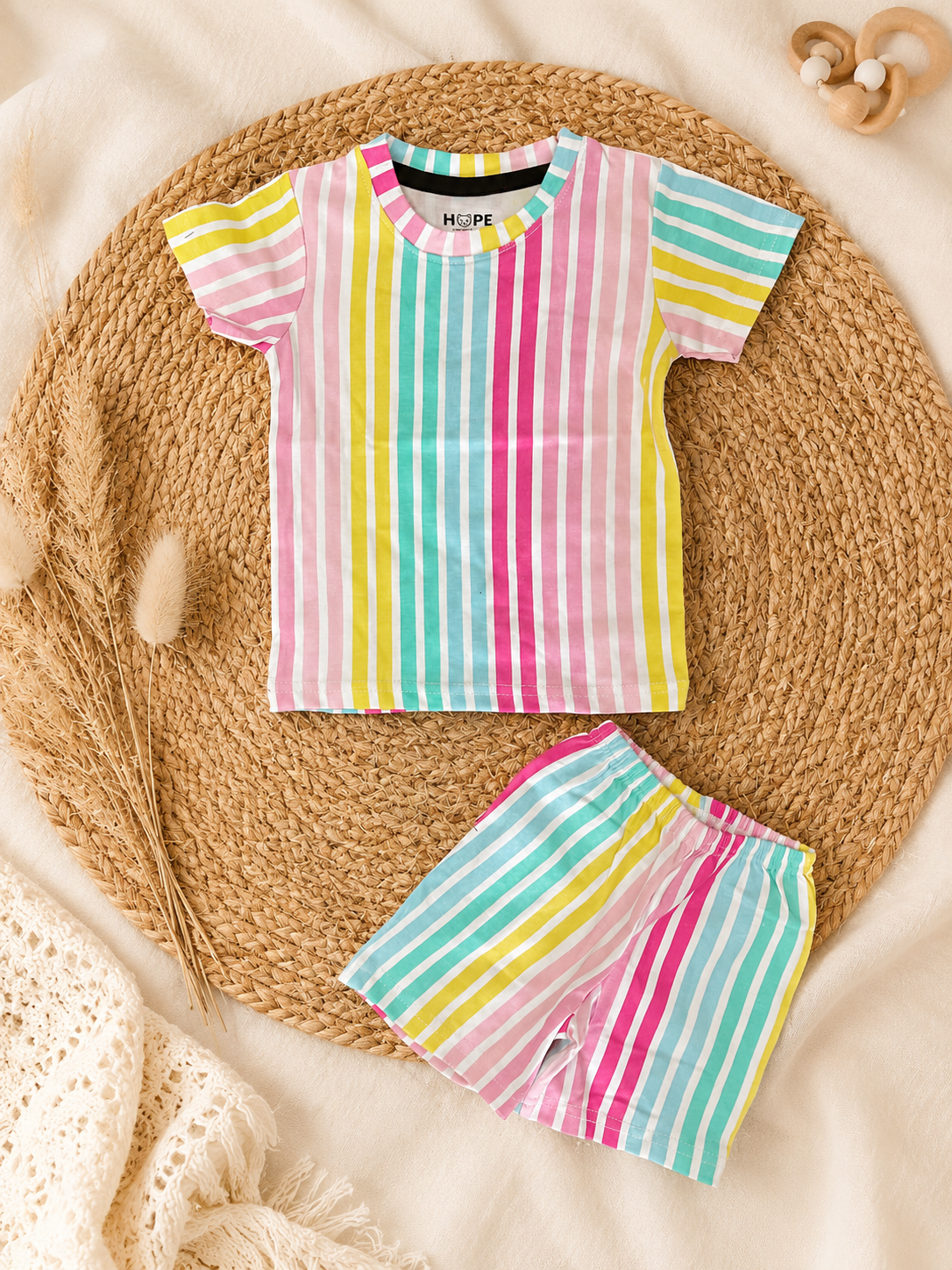 Colorful Stripes Shorts Sets (1 Years  to 6 Years)