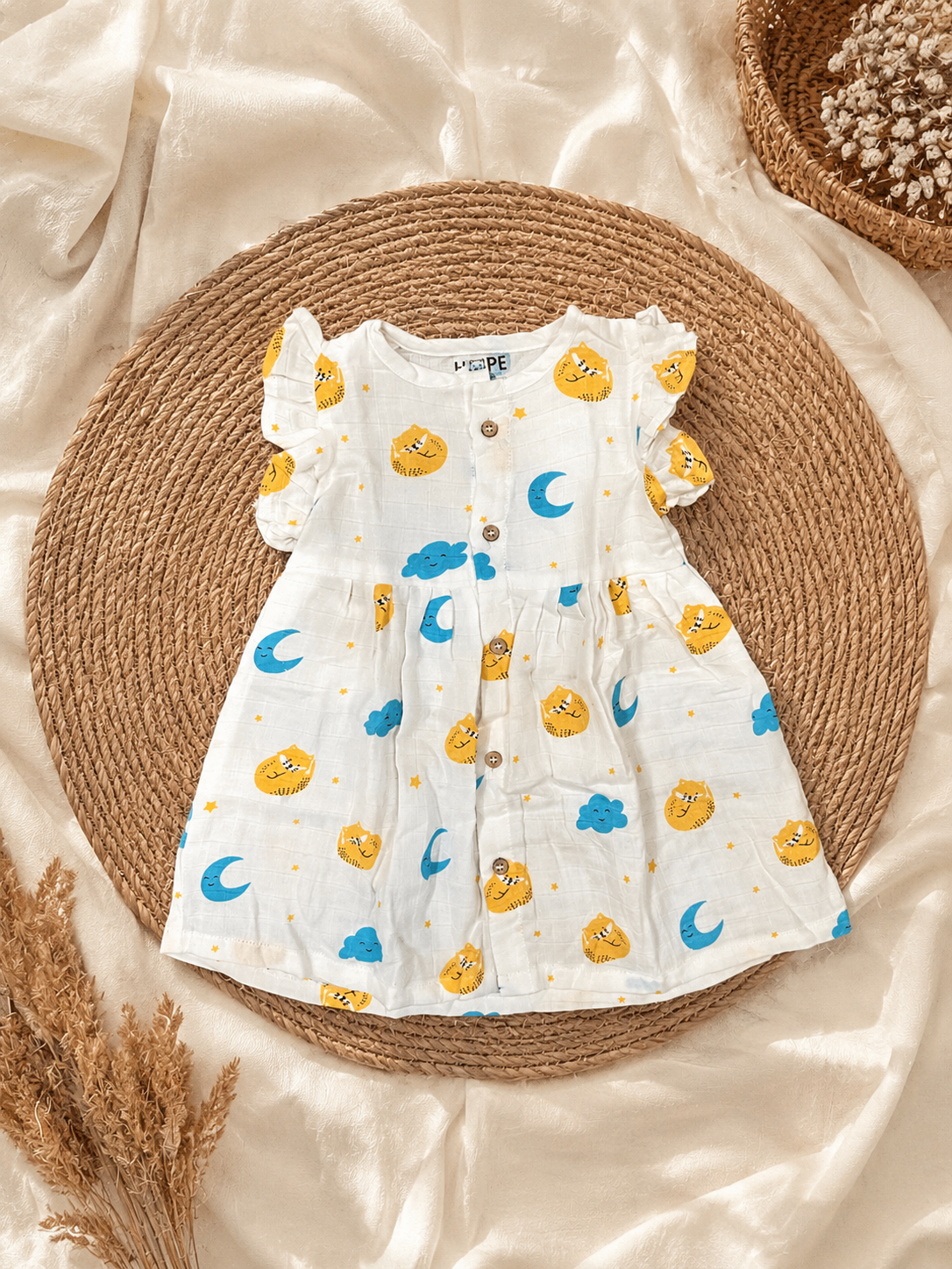 Sleeping Cat Muslin Frill Frock