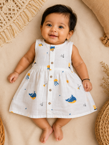 Dolphin Muslin Sleeveless Frock