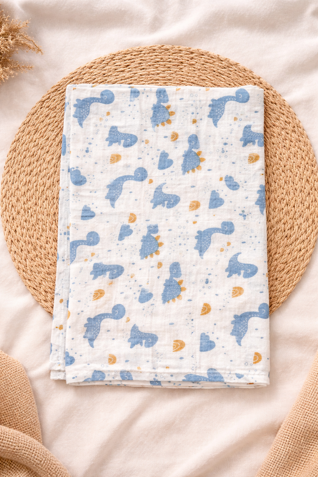 Muslin Bath Towel – Dino Print (75*75)