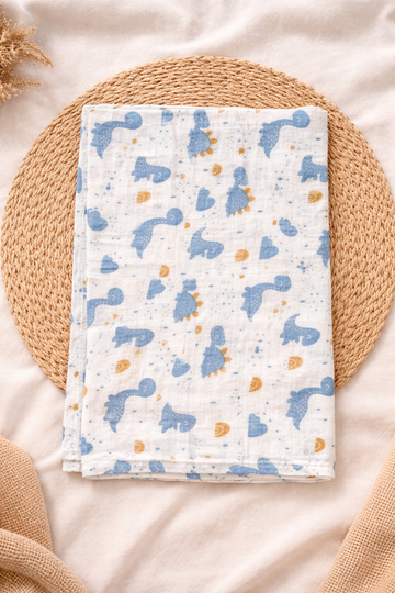 Muslin Bath Towel – Dino Print (75*75)