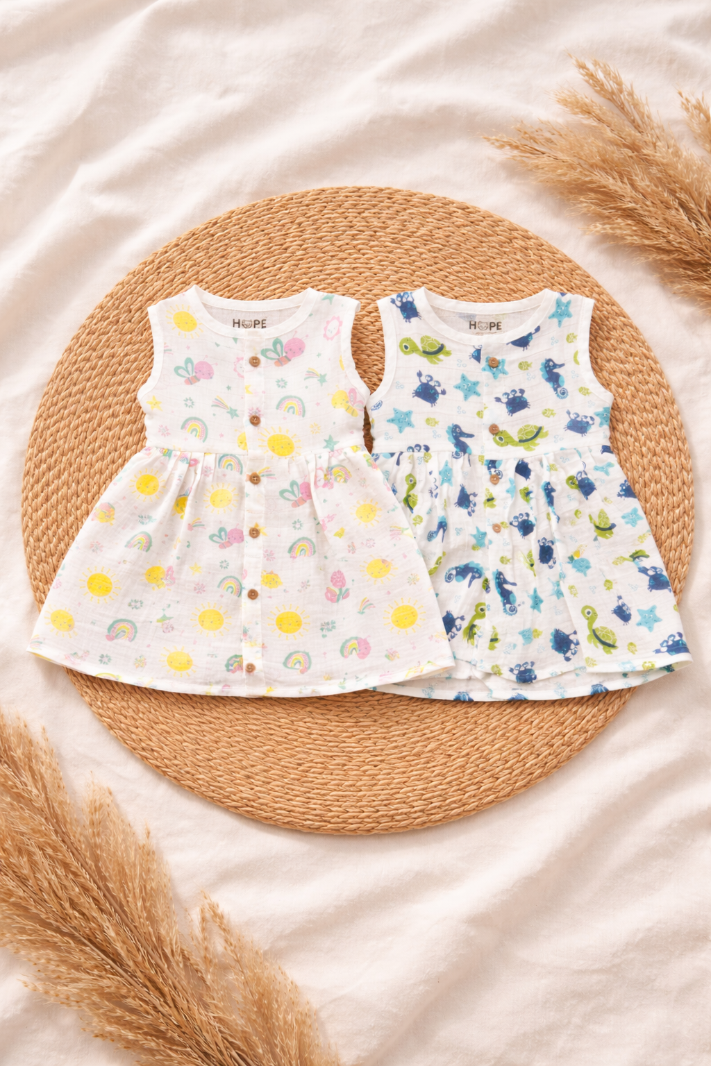 Baby Muslin Frock – Sleeveless | Random
