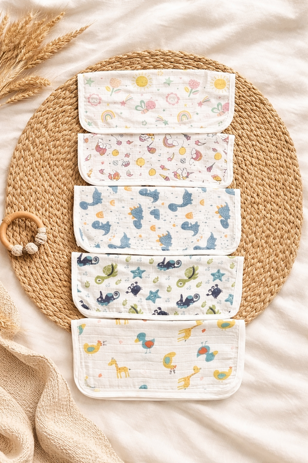 Baby Muslin Cotton Wipes – 30×30 cm (Pack of 5)