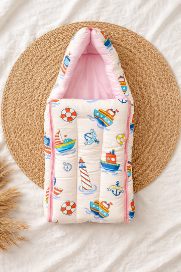2 in 1 Baby Bed & Carry Nest – Marine Boat Theme