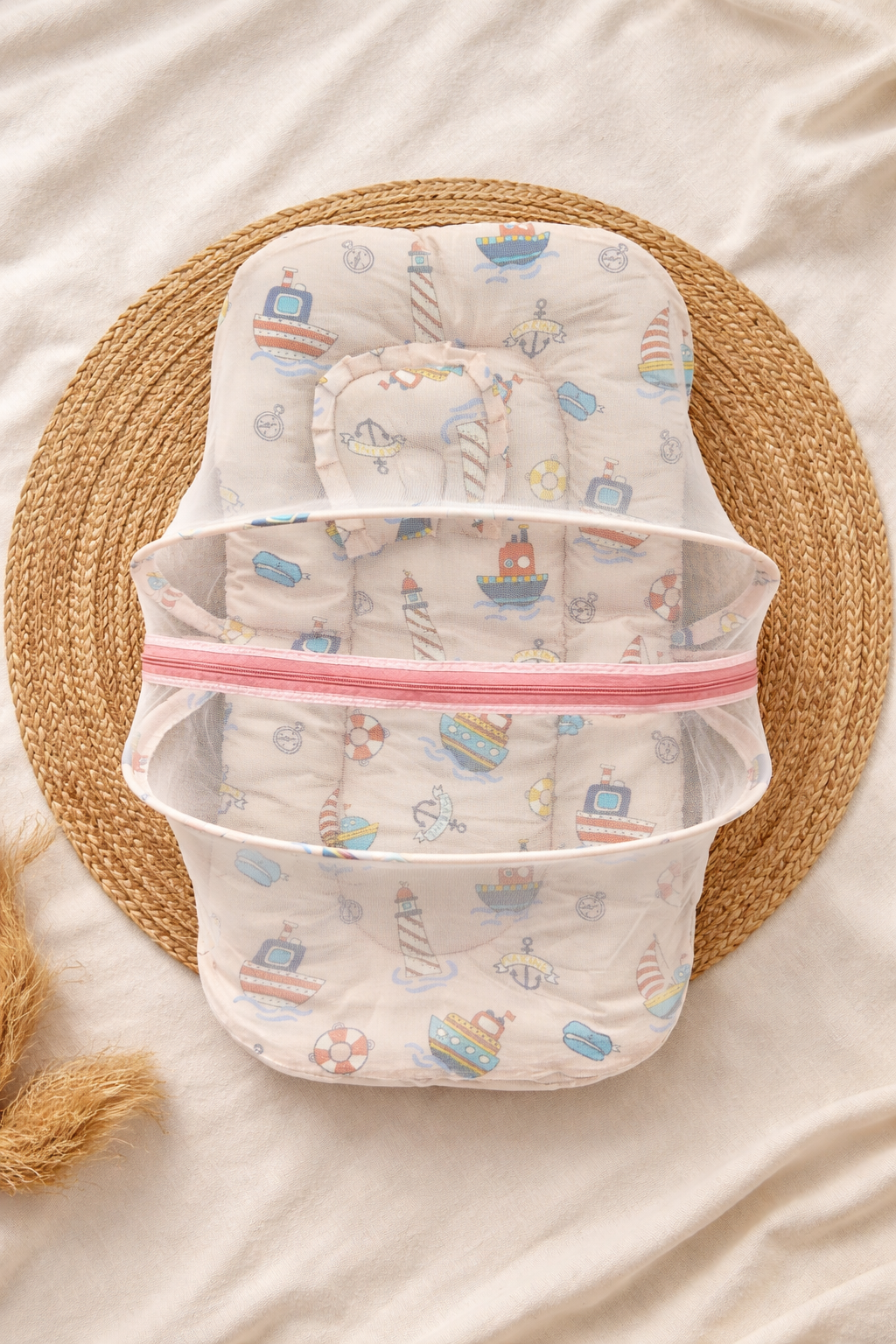 Colorful Ship Baby Net Bed (Cotton) 🦁✨