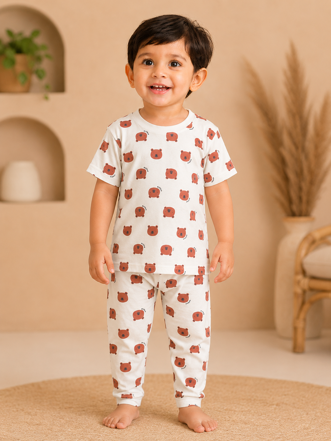White Chicco Interlock Pant Sets (1 Year to 5 Years)