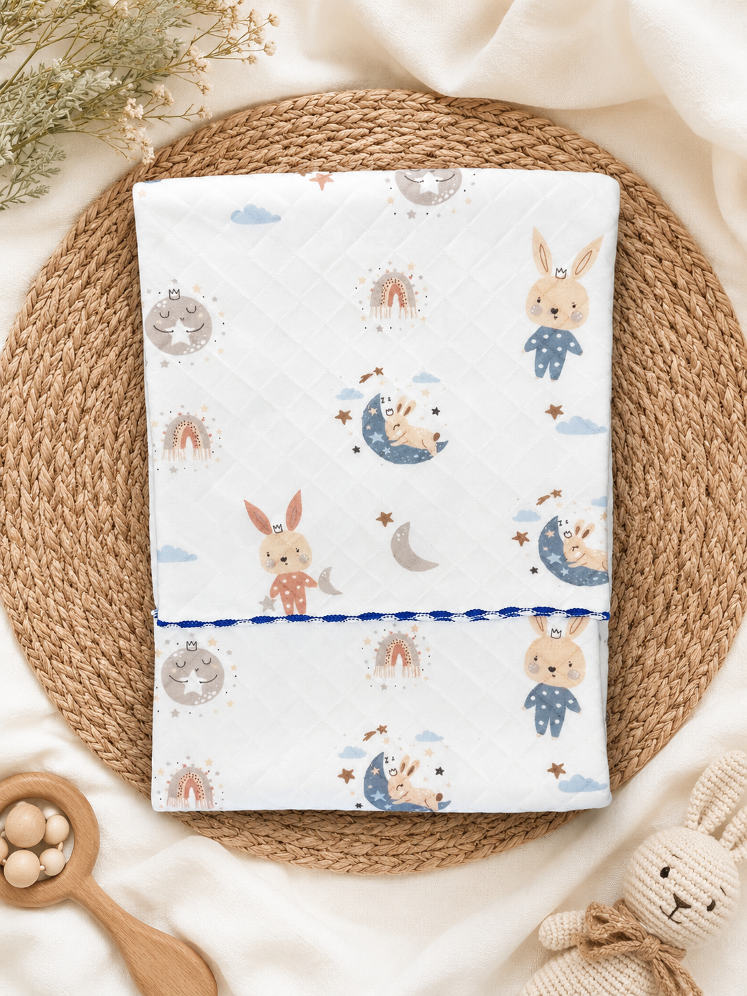 Bunny Diamond Quilt Receiving Blanket