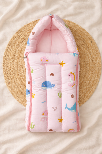 Pink Dolphine  2 in 1 Cotton Carry Nest