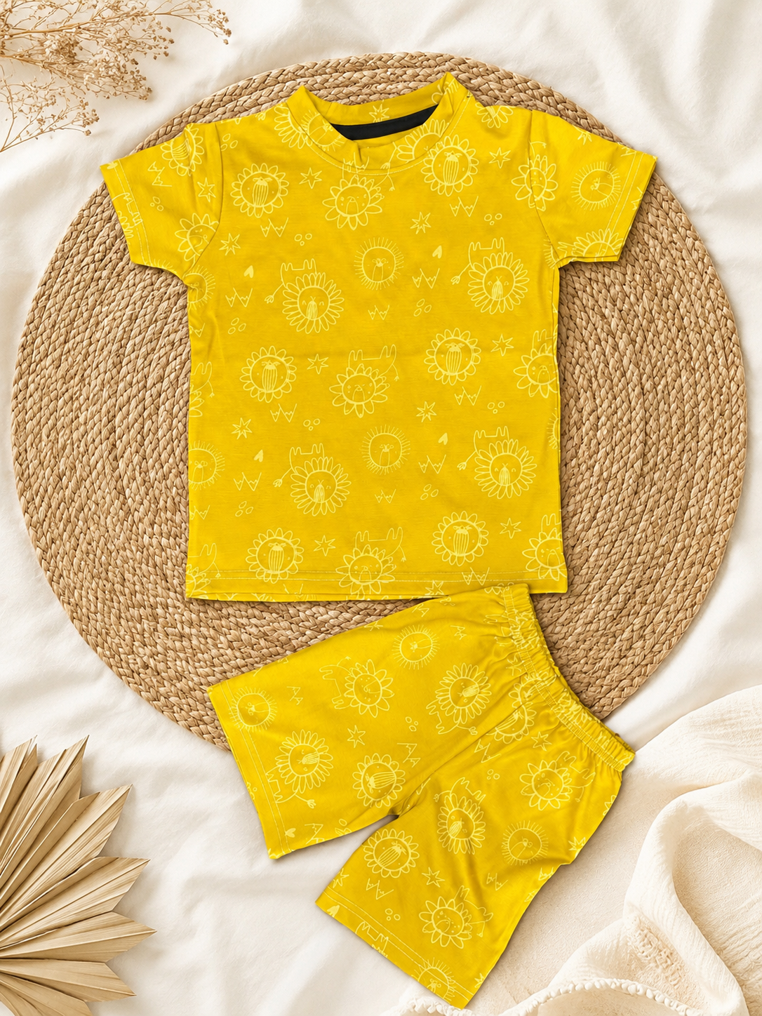 Yellow Forest Interlock Shorts Sets (2 Year to 8 Years)