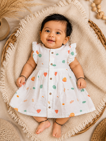 Snail Muslin Frill Frock