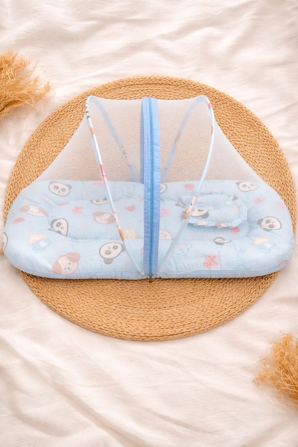 Blue Panda Mosquito Net Bed (Cotton)🐼🤍