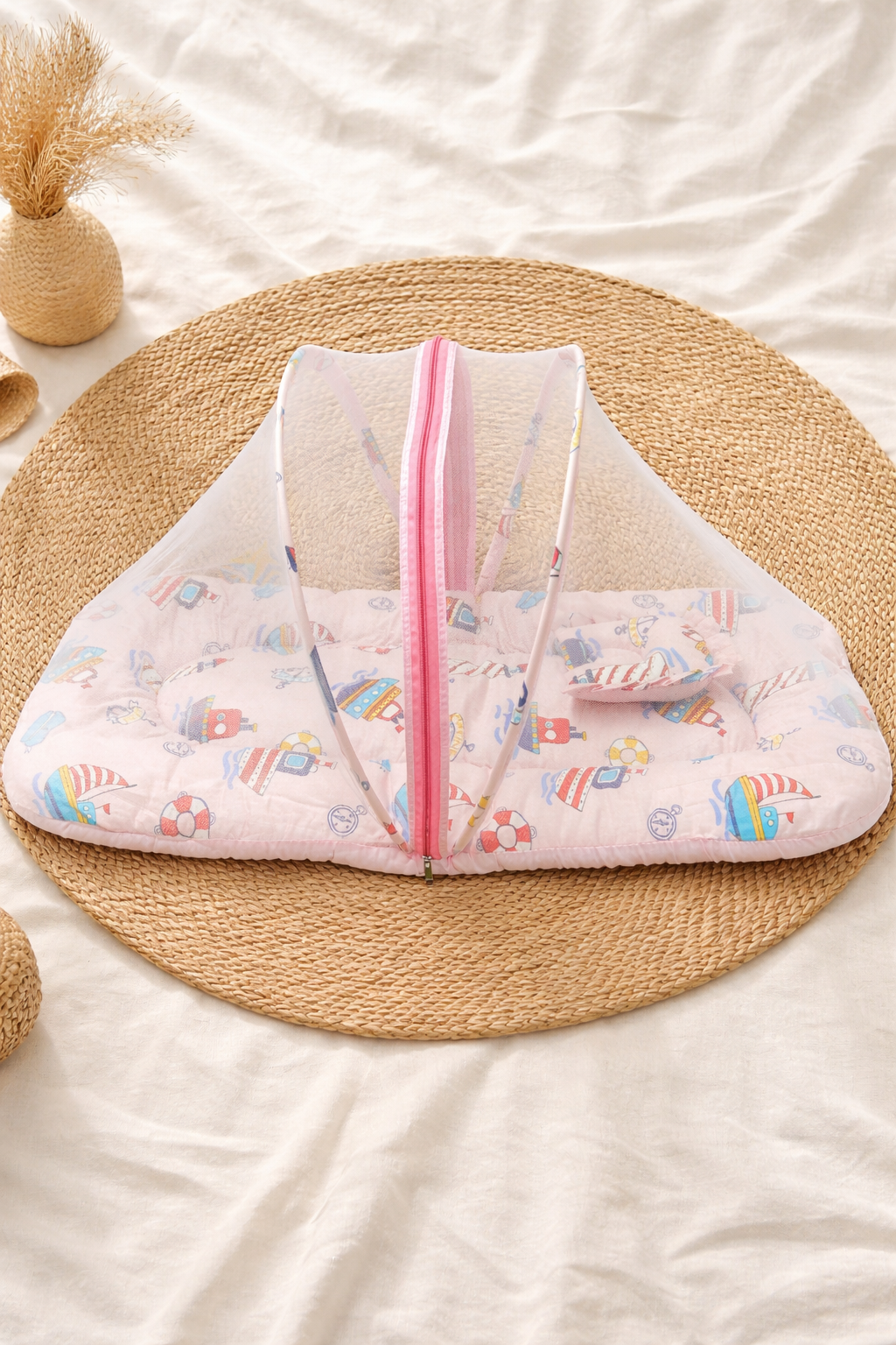 Colorful Ship Baby Net Bed (Cotton) 🦁✨