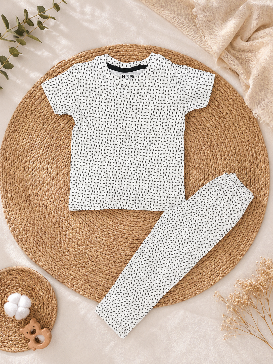 Grey Dots Interlock Pant Sets (1 Year to 5 Years)