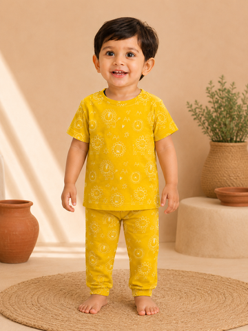 Yellow Forest Interlock Pant Sets (1 Year to 5 Years)
