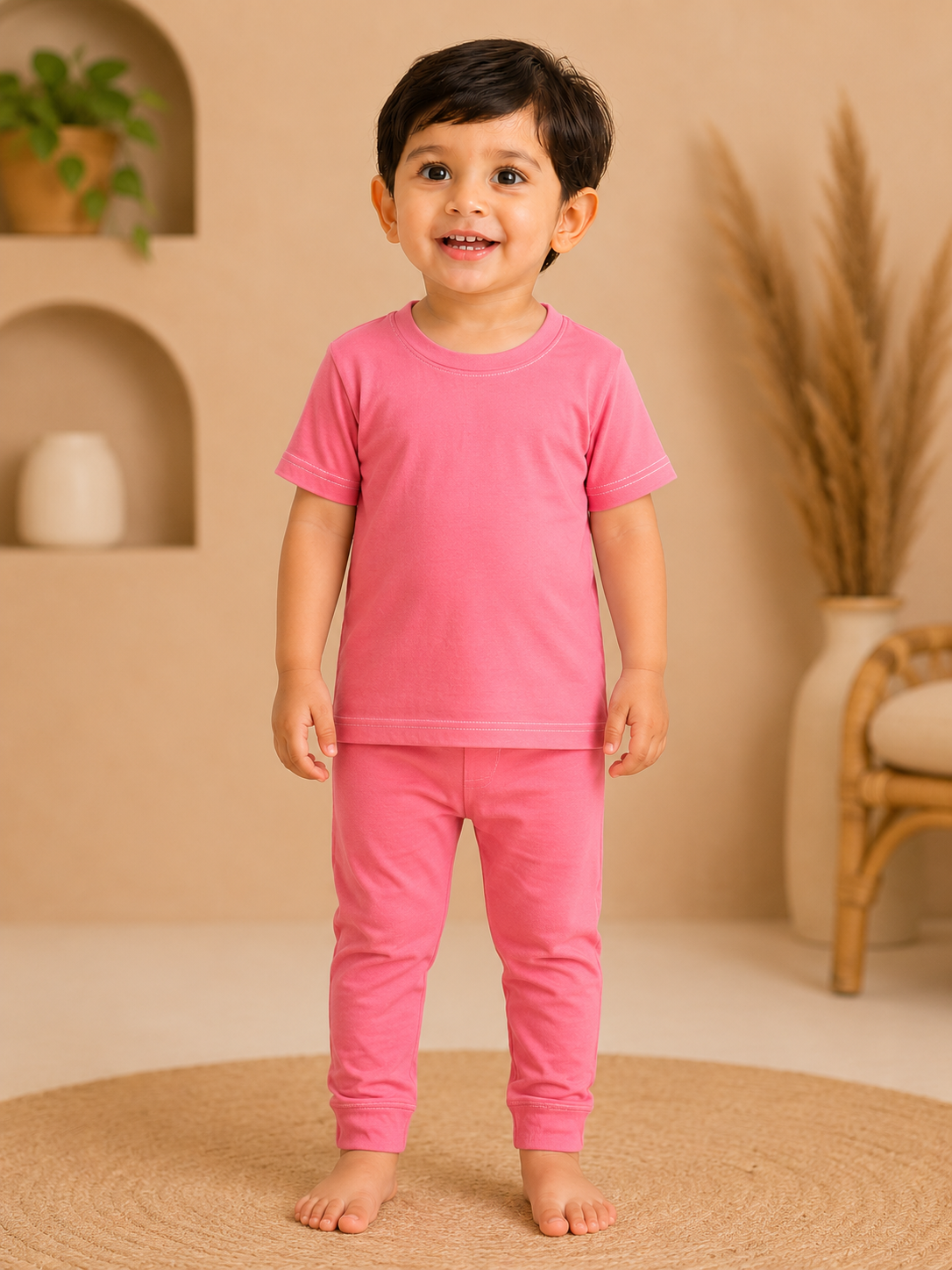 Pastel Pink Interlock Pant Sets (1 Year to 5 Years)