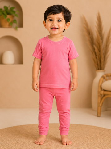 Pastel Pink Interlock Pant Sets (1 Year to 5 Years)