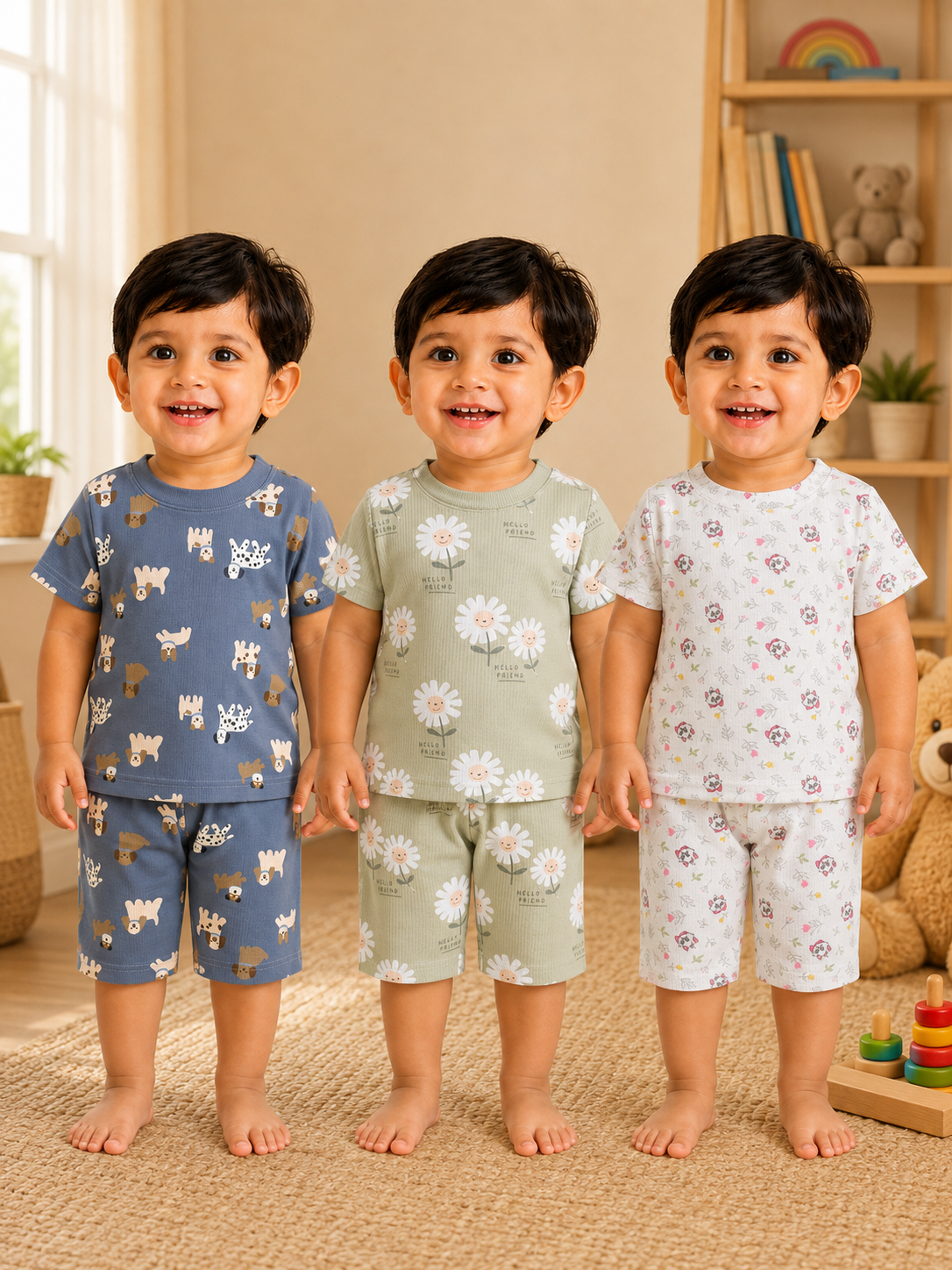 Colorful Kids Shorts Set Combo |Pack of 3 |(1 Year to 5 Years)