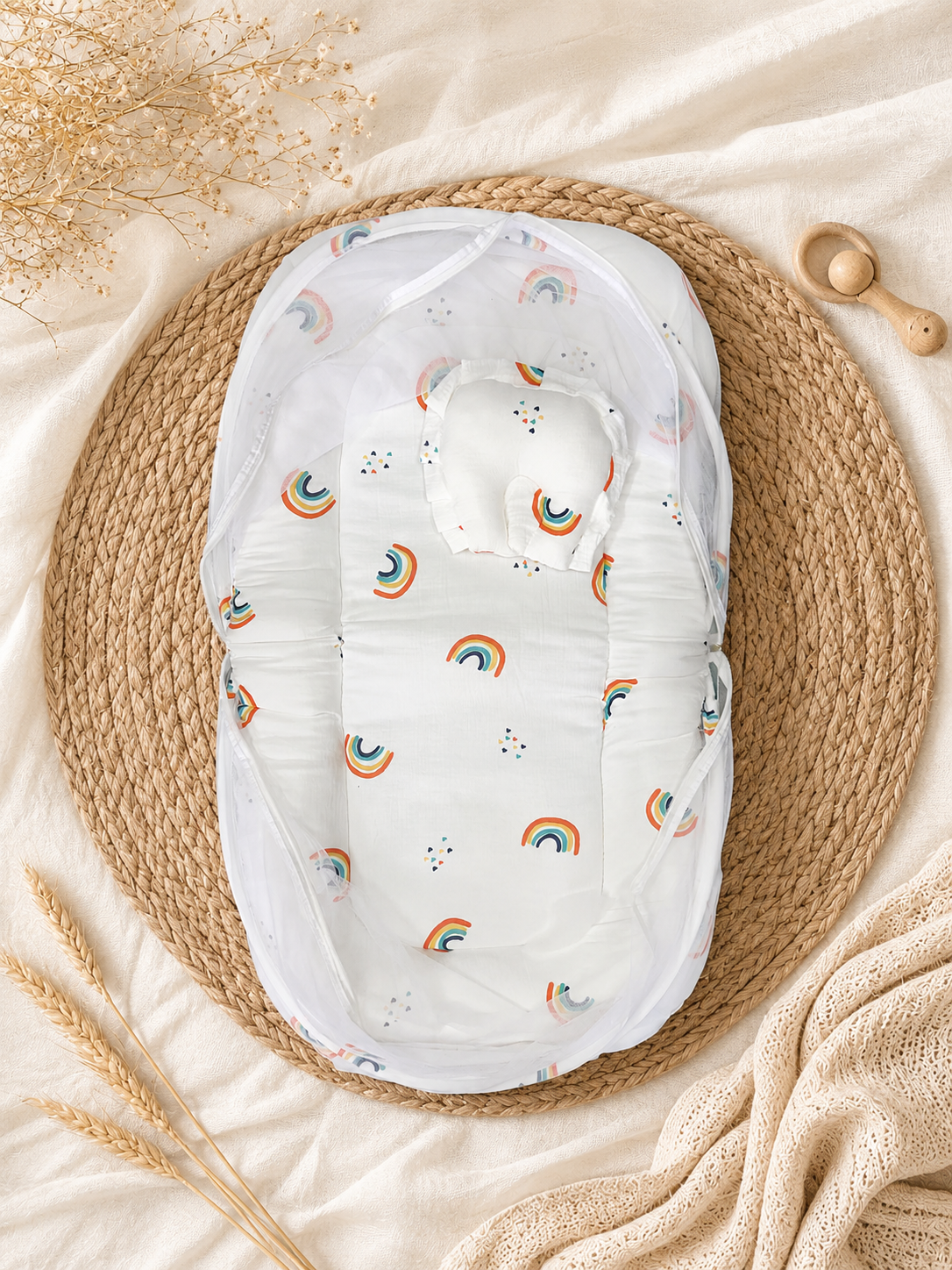 Rainbow Muslin Crinckled  Foldable Baby Mosquito Net Bed