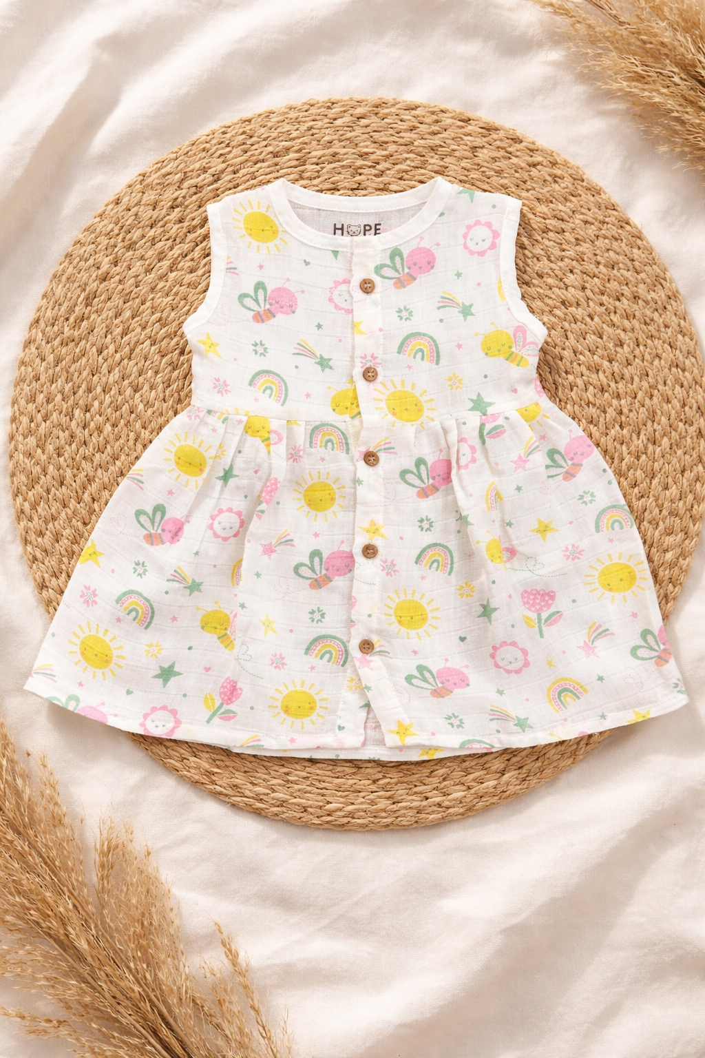 Baby Muslin Frock – Sleeveless | Garden Print