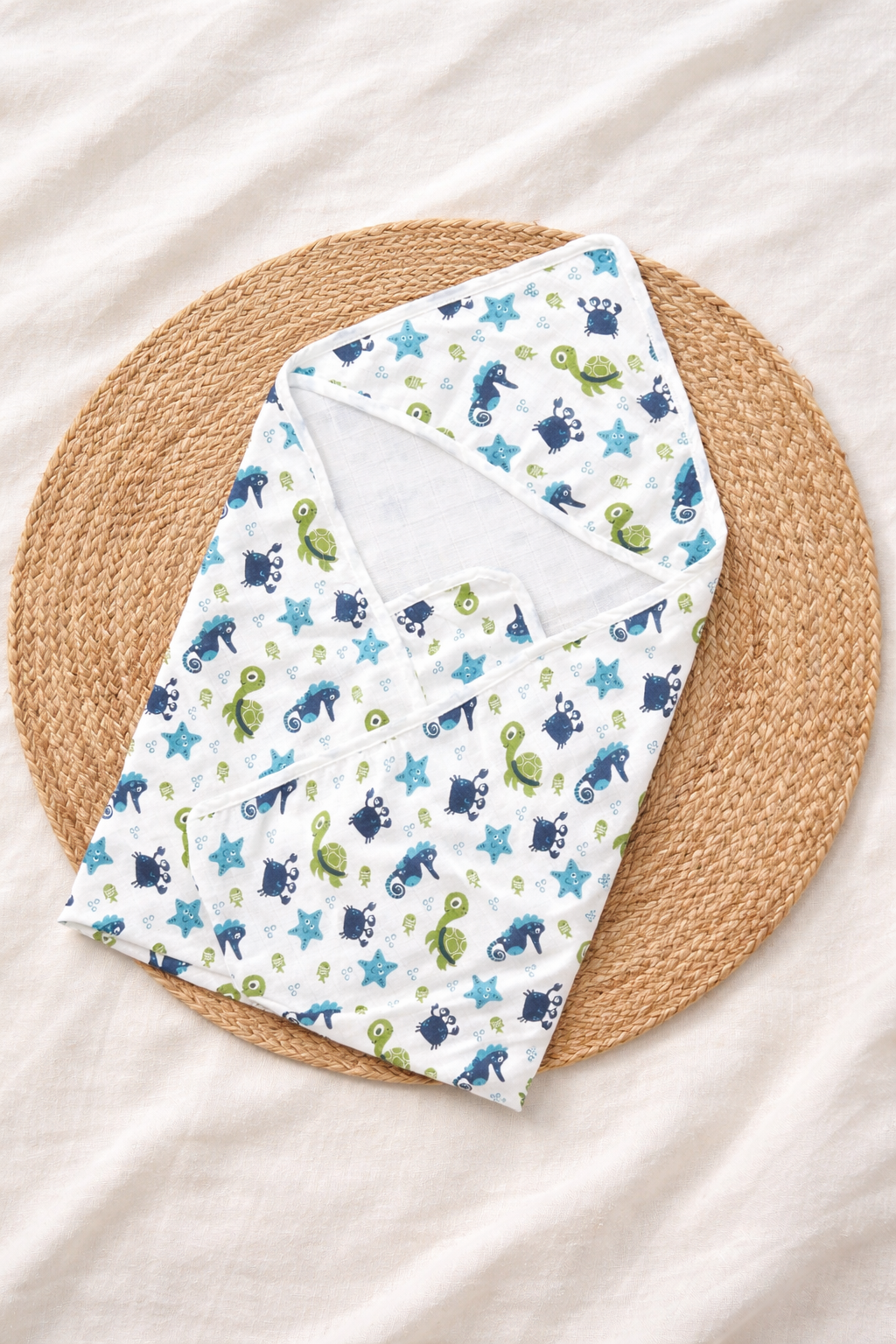 SeaBreeze Muslin Hooded Baby Towel 🐢🌊