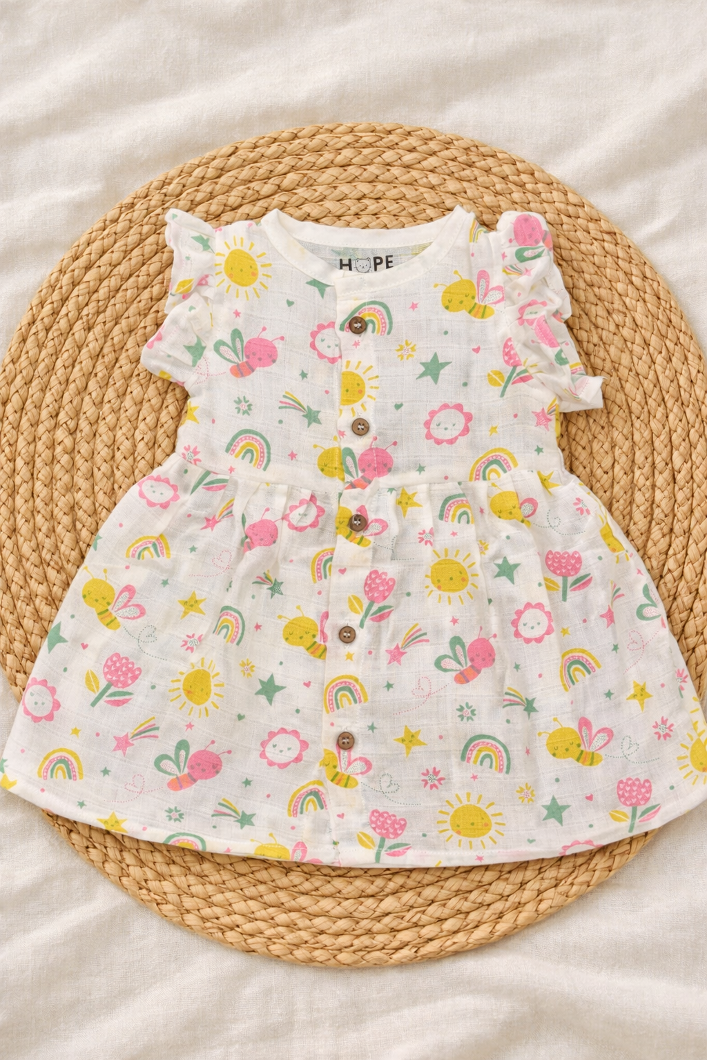 Baby Muslin Frock with Sleeve | Garden Print