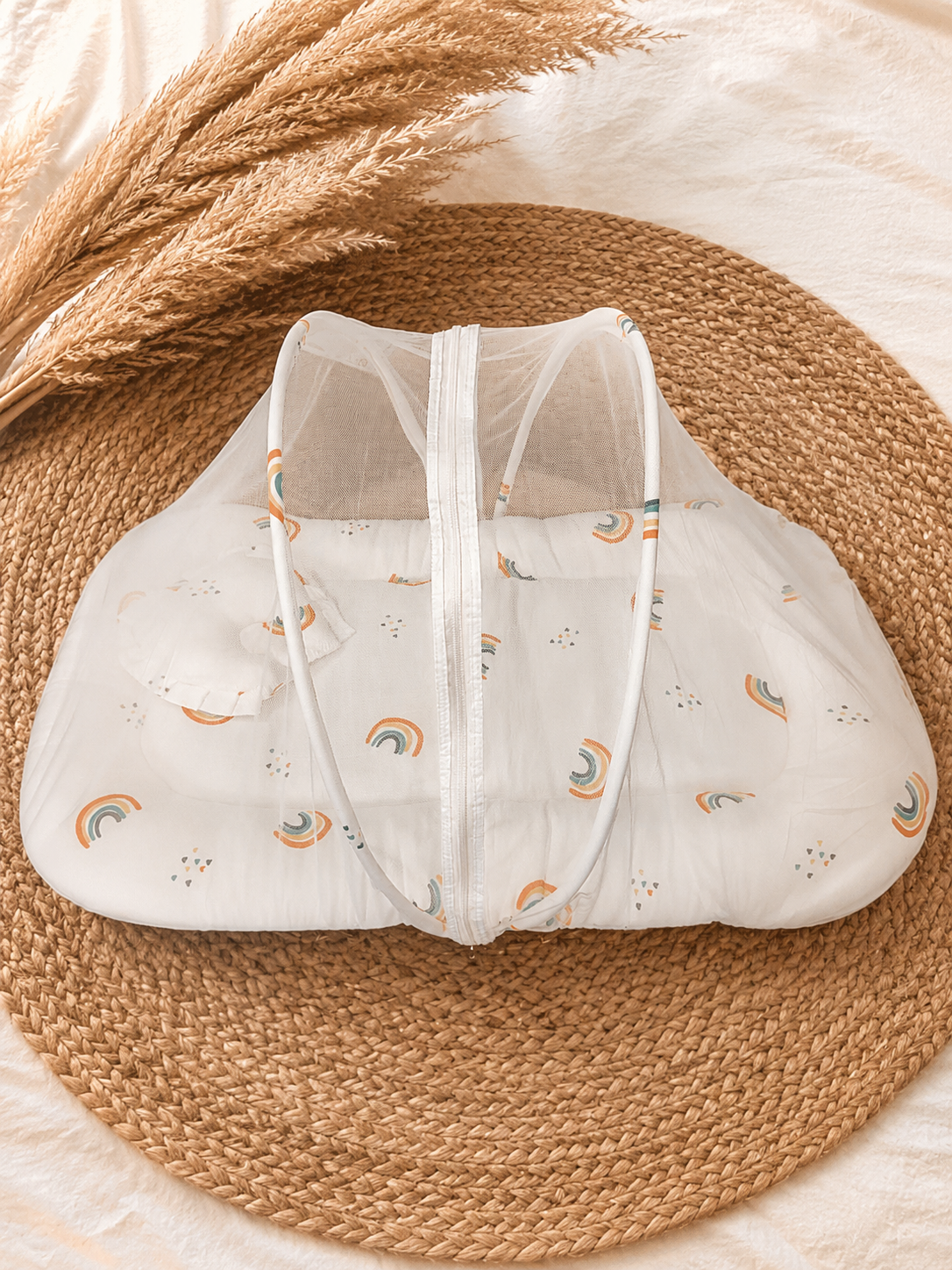 Rainbow Muslin Crinckled  Foldable Baby Mosquito Net Bed