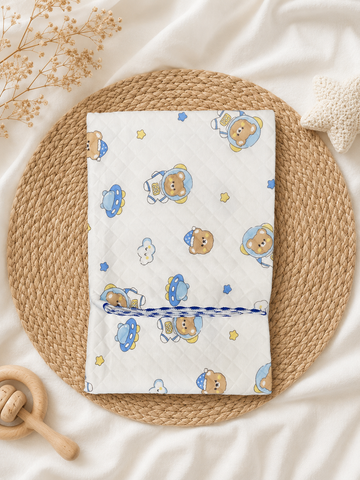 Space Teddy Diamond Quilt Receiving Blanket