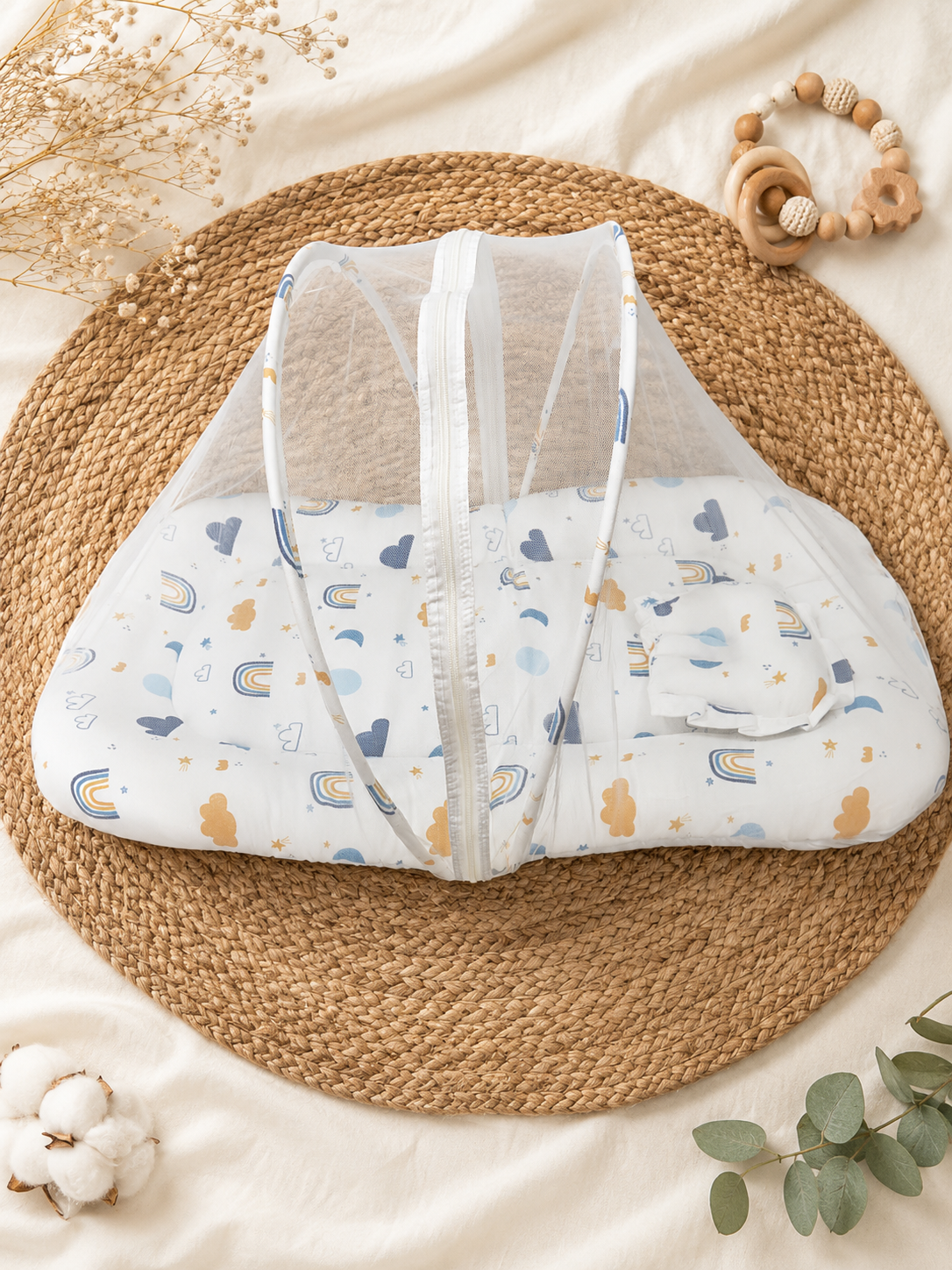 Cloudy Muslin Crinckled Foldable Baby Mosquito Net Bed