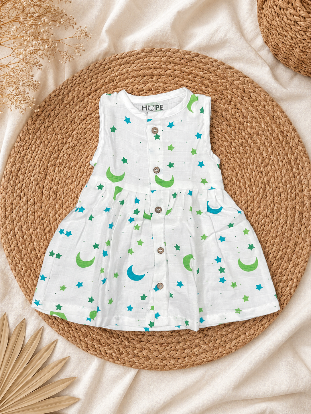 Moon & Star Muslin Sleeveless Frock