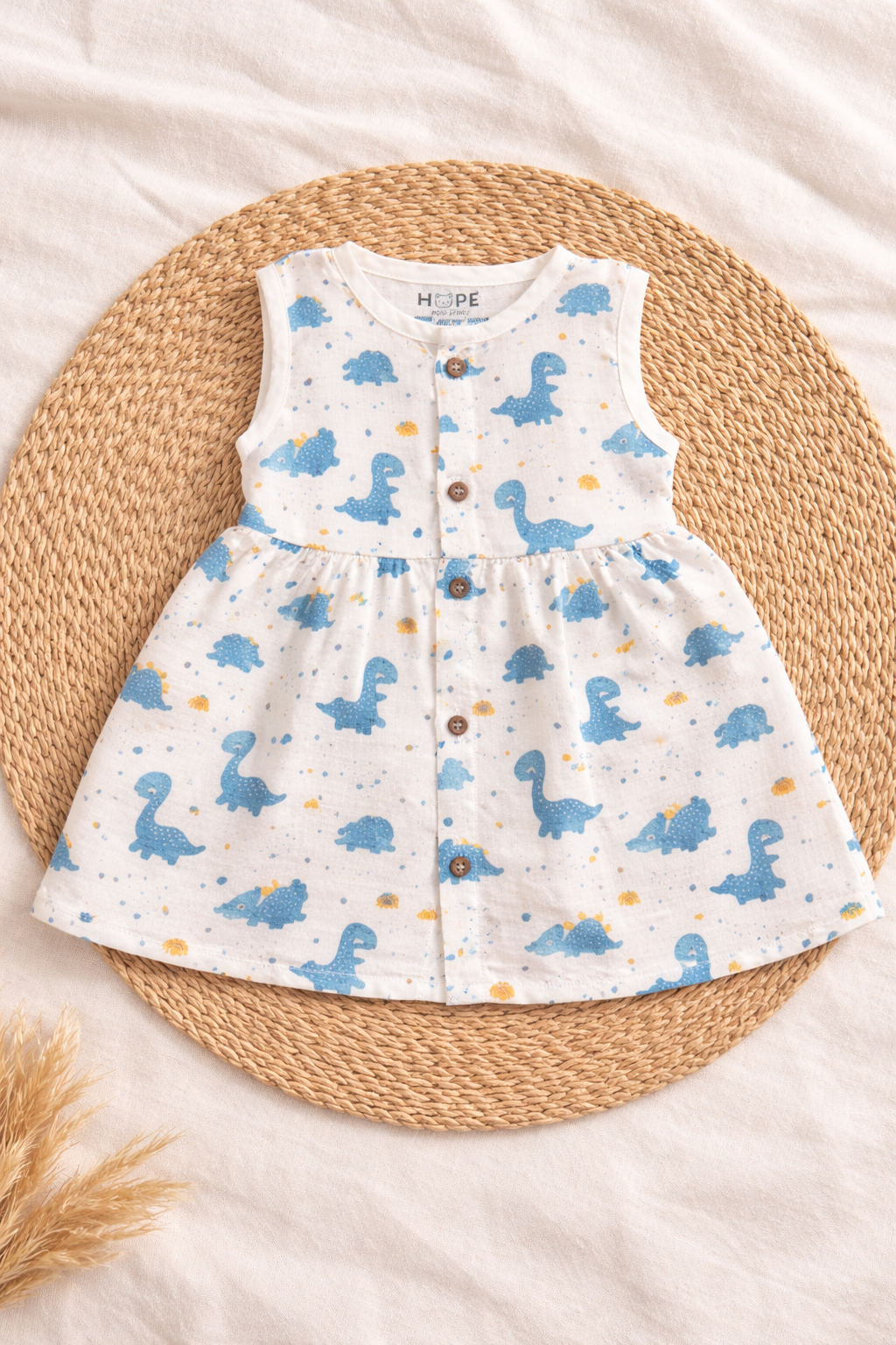 Baby Muslin Frock – Sleeveless | Dino Print