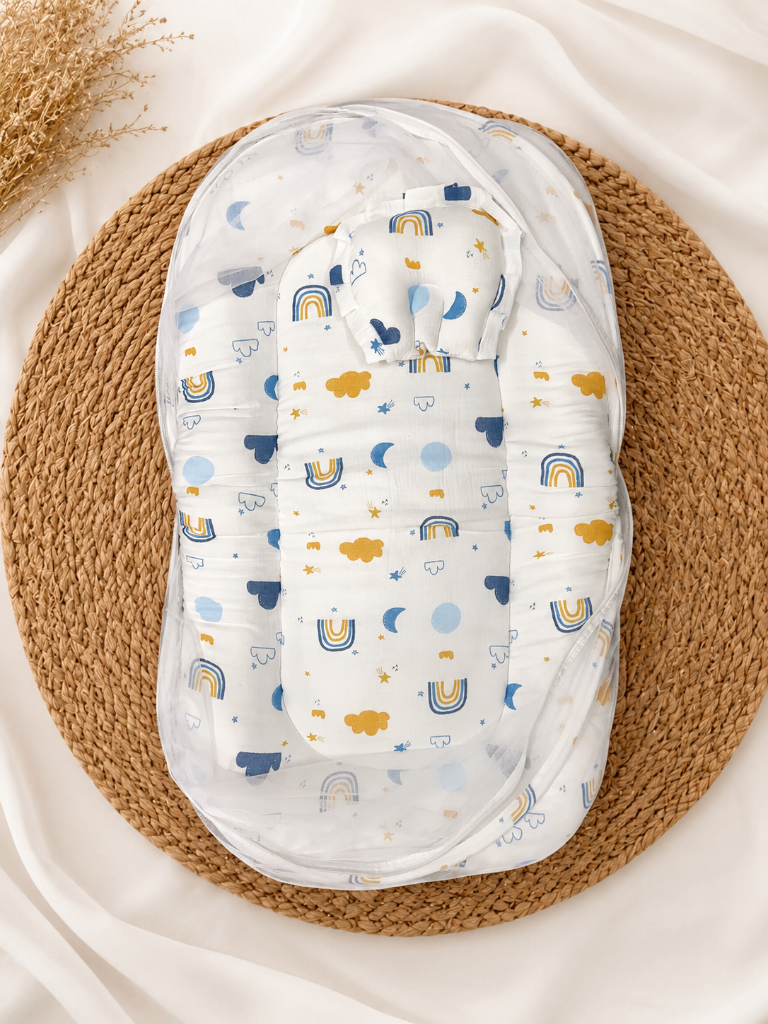 Cloudy Muslin Crinckled Foldable Baby Mosquito Net Bed