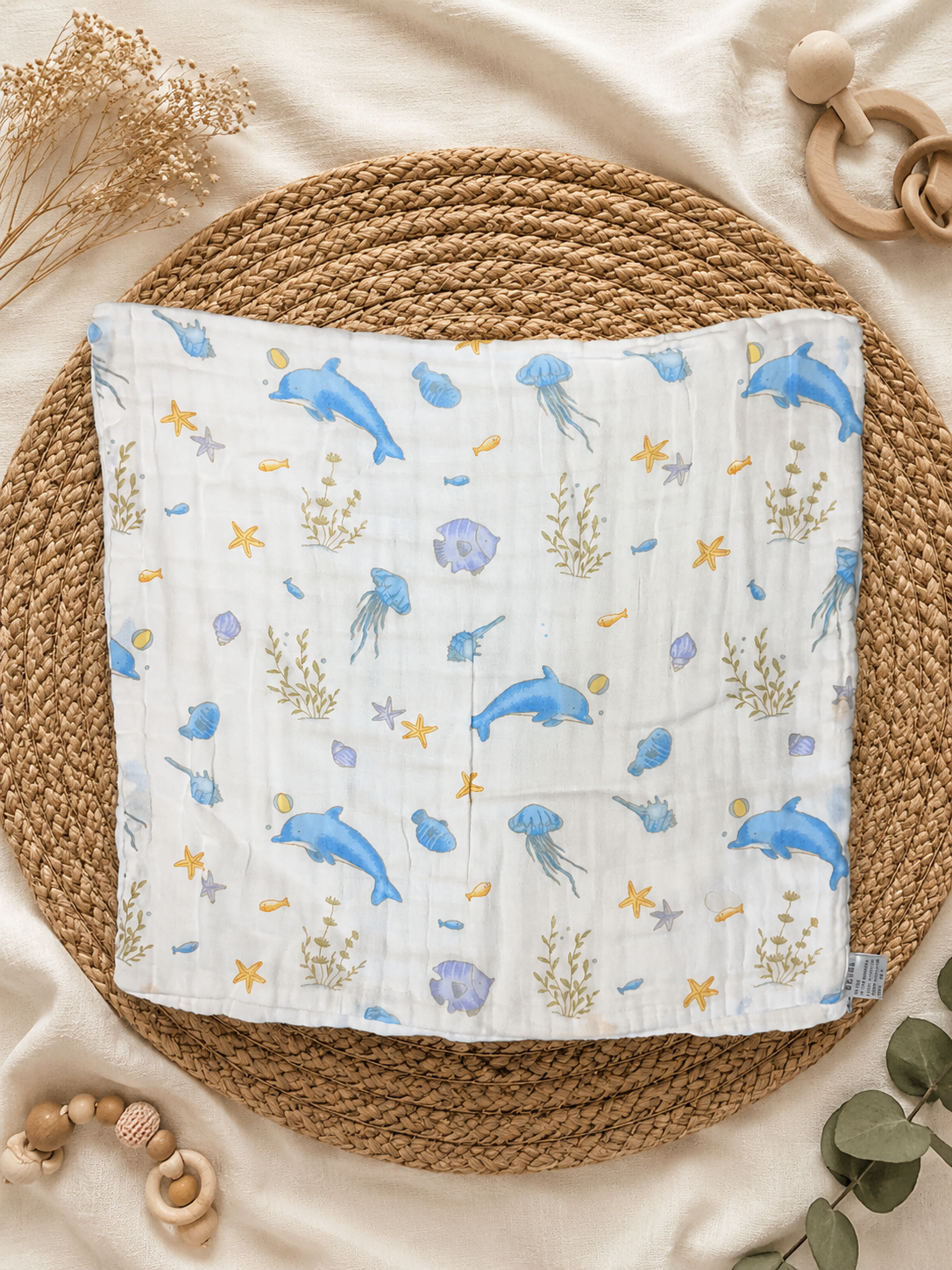 Dolphin 6Layer Crinckled Muslin Bath Towel