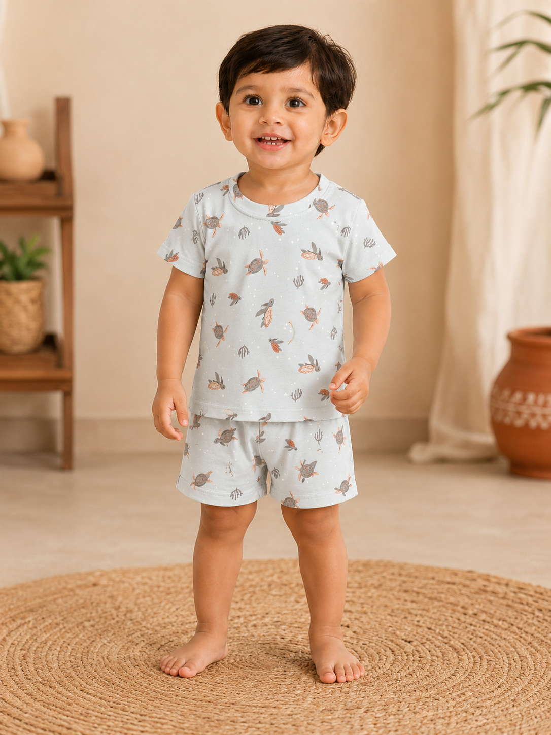 Green Turtle Shorts Sets (1 Years  to 6 Years)