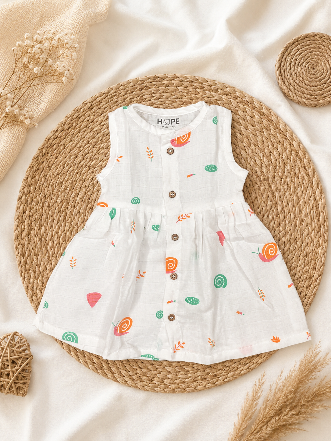 Snail Muslin Sleeveless Frock
