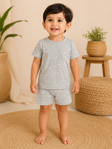 Grey Panda Interlock Shorts Sets (2 Year to 8 Years)
