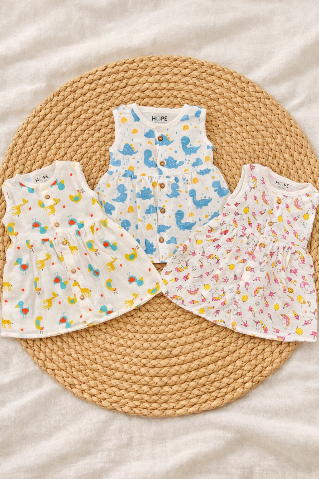 Baby Muslin Frock – Sleeveless | Random