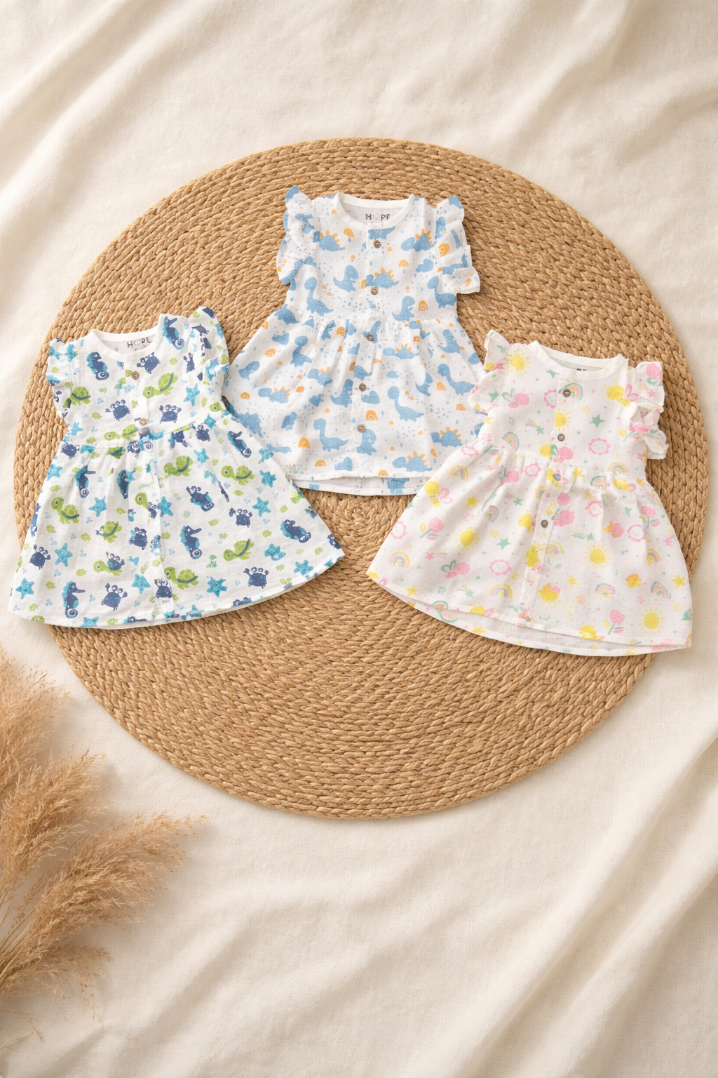 Baby Muslin Frock with Sleeve | Random