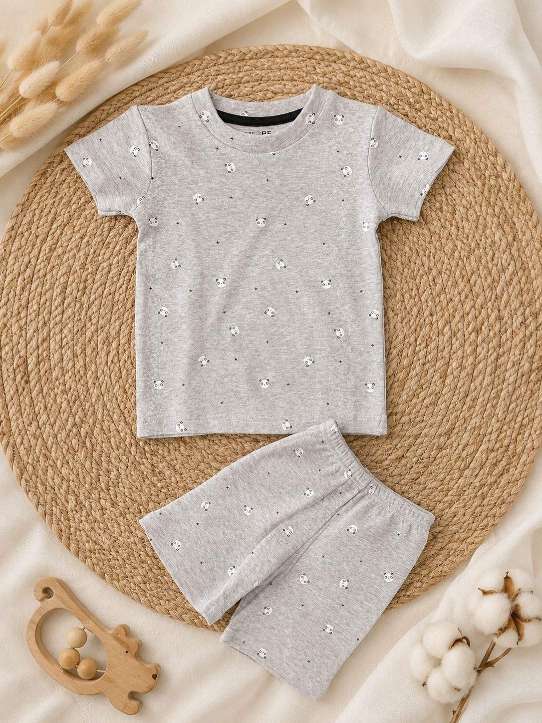 Grey Panda Interlock Shorts Sets (2 Year to 8 Years)