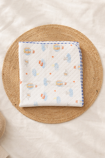 Hot Air Balloon Theme – Muslin Quilt Diamond Cut Blanket