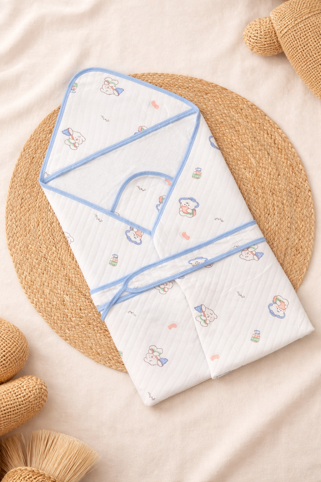 Premium Muslin Hooded Baby Wrap – Cloud Buddy Blue